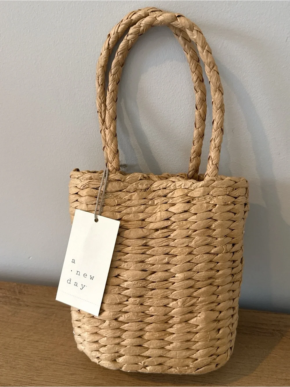 a new day Tan Woven Mini Tote with Crystal Studs - Picture 2 of 4